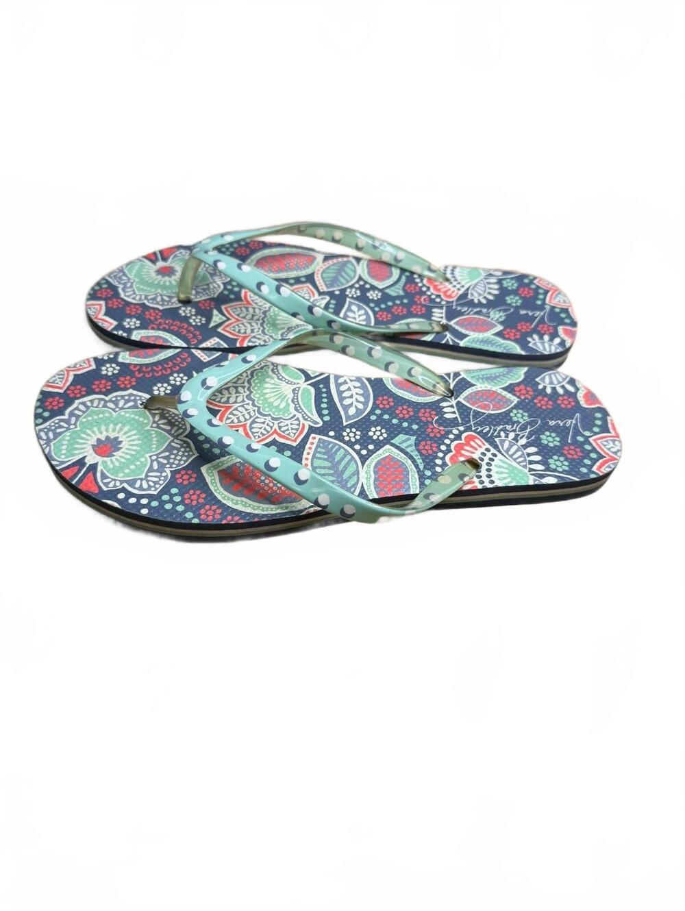 Vera Bradley Floral Flip Flops Women’s Size 7-8 Mint Green Thong Sandals